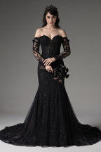 Elegant Trumpet Mermaid Chapel Train Lace Tulle Wedding Dress Wedding Dress
