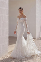 Elegant Trumpet Mermaid Chapel Train Lace Tulle Wedding Dress Wedding Dress