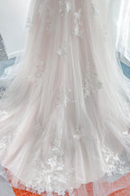 Elegant A Line Court Train Lace Tulle Wedding Dress Wedding Dress