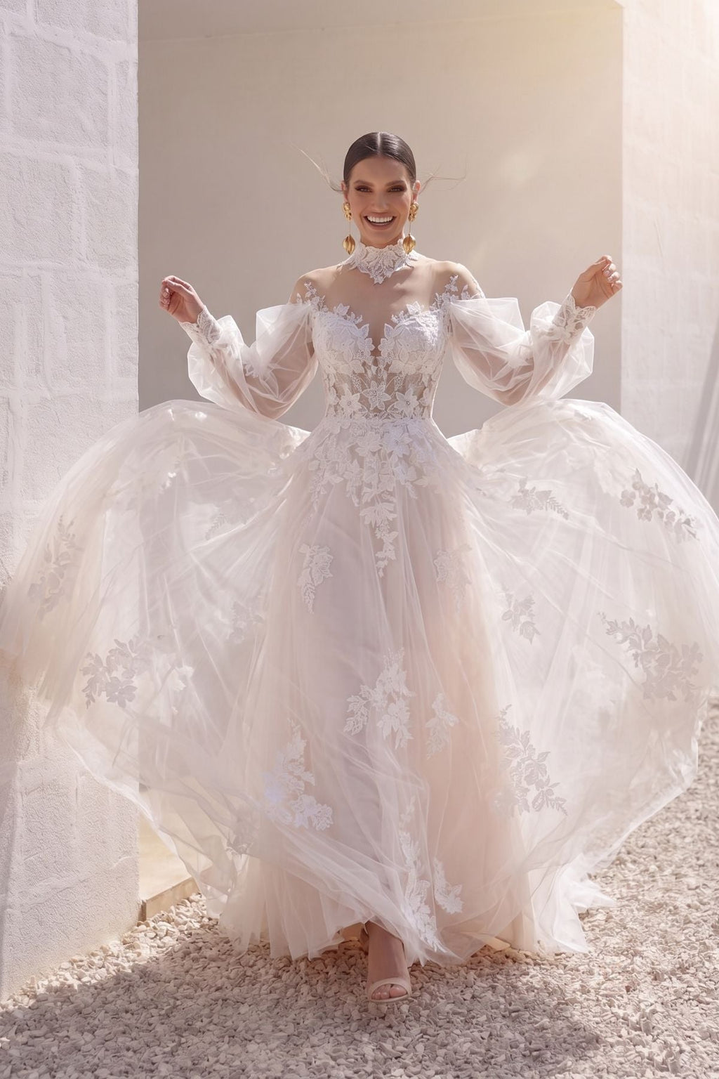Elegant A Line Court Train Lace Tulle Wedding Dress Wedding Dress