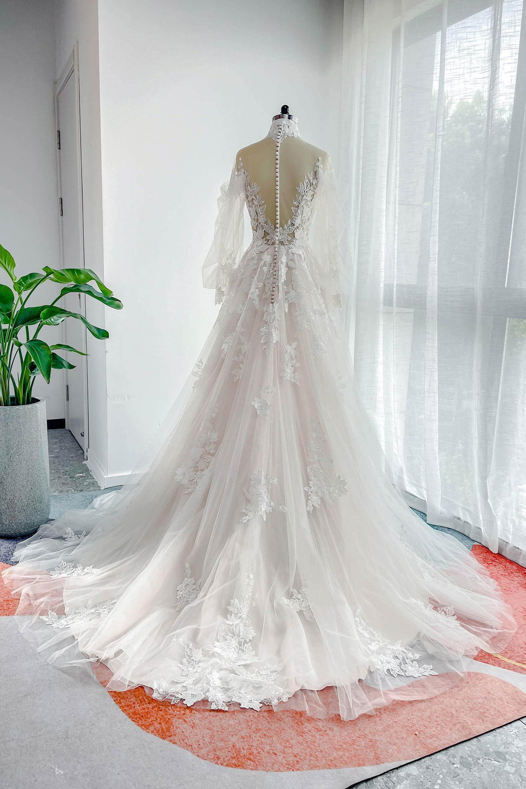 Elegant A Line Court Train Lace Tulle Wedding Dress Wedding Dress