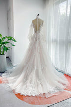 Elegant A Line Court Train Lace Tulle Wedding Dress Wedding Dress