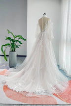 Elegant A Line Court Train Lace Tulle Wedding Dress Wedding Dress