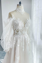 Elegant A Line Court Train Lace Tulle Wedding Dress Wedding Dress