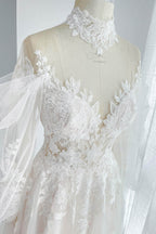 Elegant A Line Court Train Lace Tulle Wedding Dress Wedding Dress