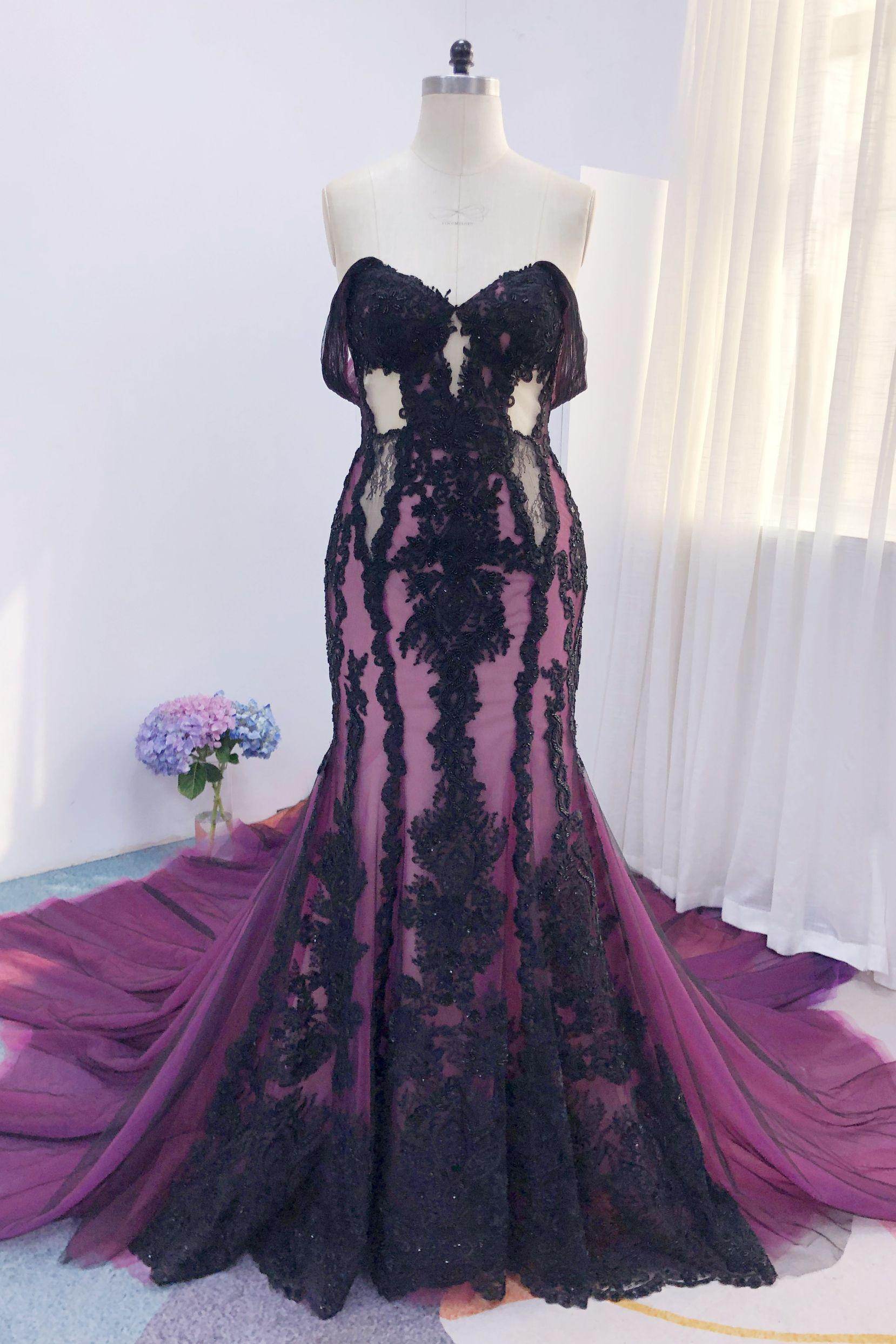 Elegant Trumpet Mermaid Cathedral Train Lace Tulle Wedding Dress Wedding Dress
