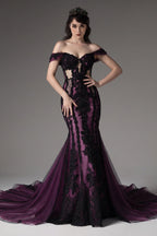 Elegant Trumpet Mermaid Cathedral Train Lace Tulle Wedding Dress Wedding Dress