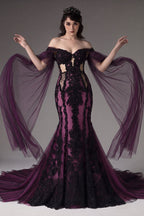Elegant Trumpet Mermaid Cathedral Train Lace Tulle Wedding Dress Wedding Dress
