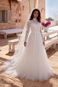 Elegant A Line Court Train Lace Tulle Wedding Dress Wedding Dress