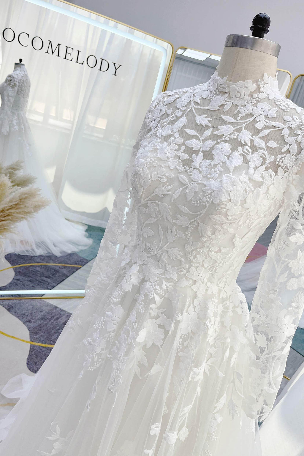 Elegant A Line Court Train Lace Tulle Wedding Dress Wedding Dress