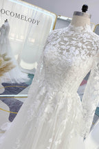 Elegant A Line Court Train Lace Tulle Wedding Dress Wedding Dress