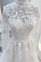 Elegant A Line Court Train Lace Tulle Wedding Dress Wedding Dress