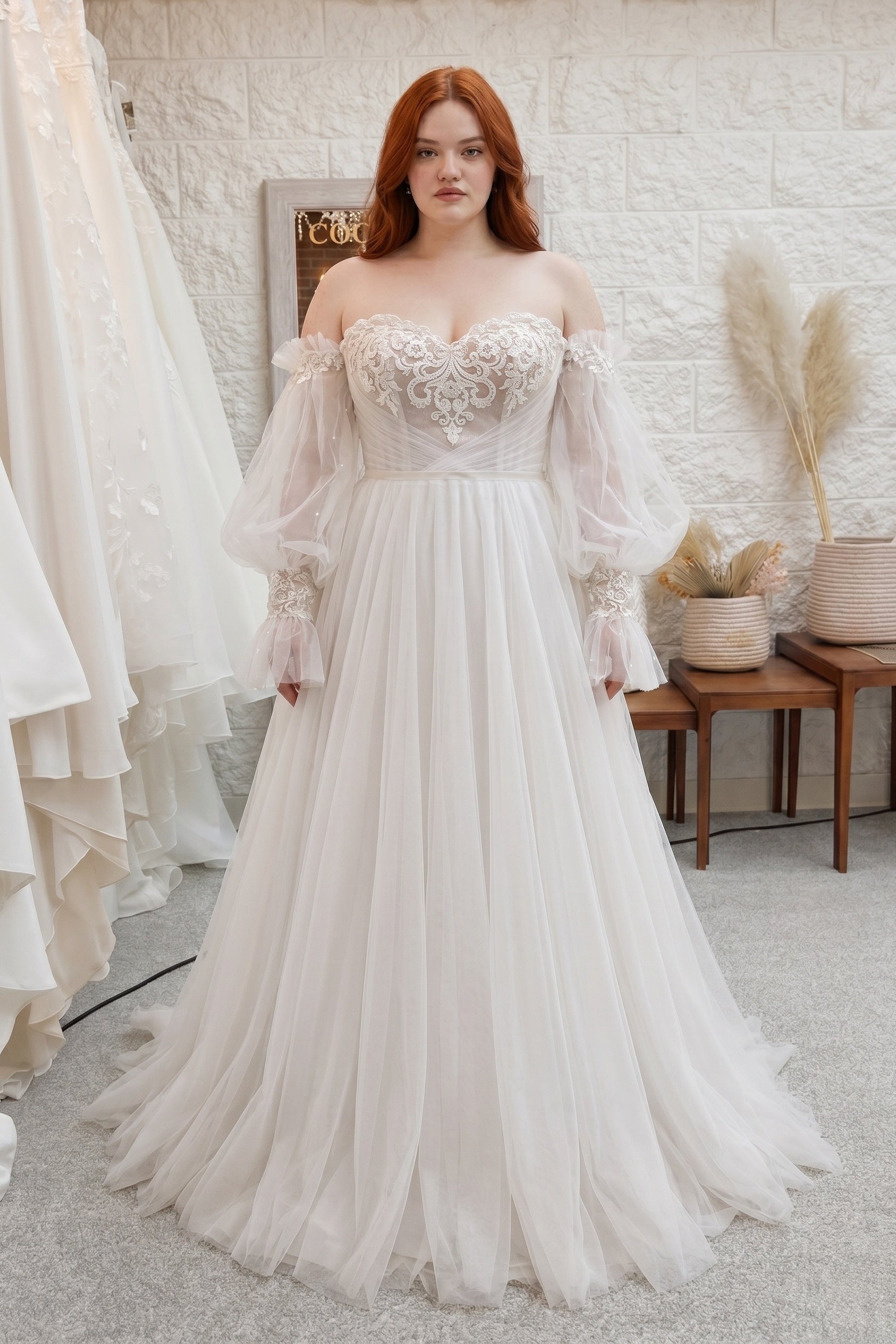 Elegant A Line Court Train Lace Tulle Wedding Dress Wedding Dress