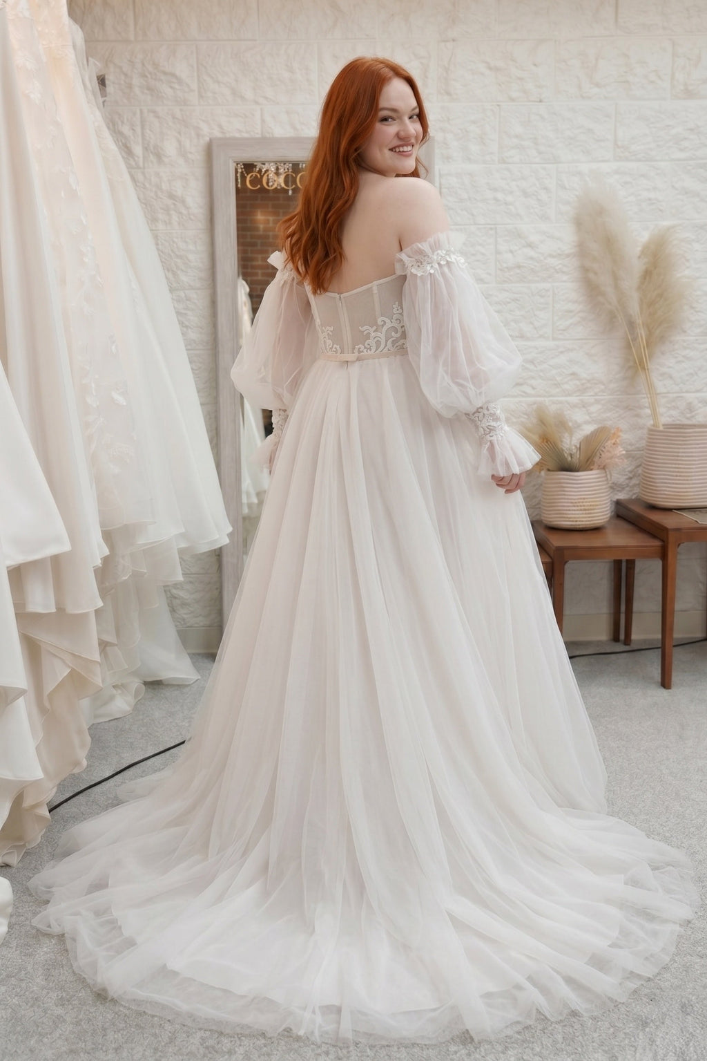 Elegant A Line Court Train Lace Tulle Wedding Dress Wedding Dress