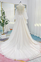 Elegant A Line Court Train Lace Tulle Wedding Dress Wedding Dress