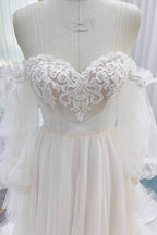 Elegant A Line Court Train Lace Tulle Wedding Dress Wedding Dress