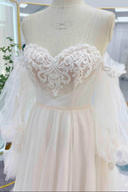 Elegant A Line Court Train Lace Tulle Wedding Dress Wedding Dress