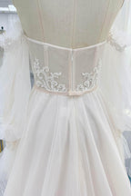 Elegant A Line Court Train Lace Tulle Wedding Dress Wedding Dress