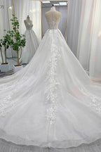 Elegant A Line Chapel Train Lace Tulle Wedding Dress Wedding Dress