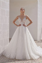Elegant A Line Chapel Train Lace Tulle Wedding Dress Wedding Dress