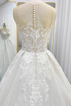 Elegant A Line Chapel Train Lace Tulle Wedding Dress Wedding Dress