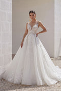 Elegant A Line Chapel Train Lace Tulle Wedding Dress Wedding Dress