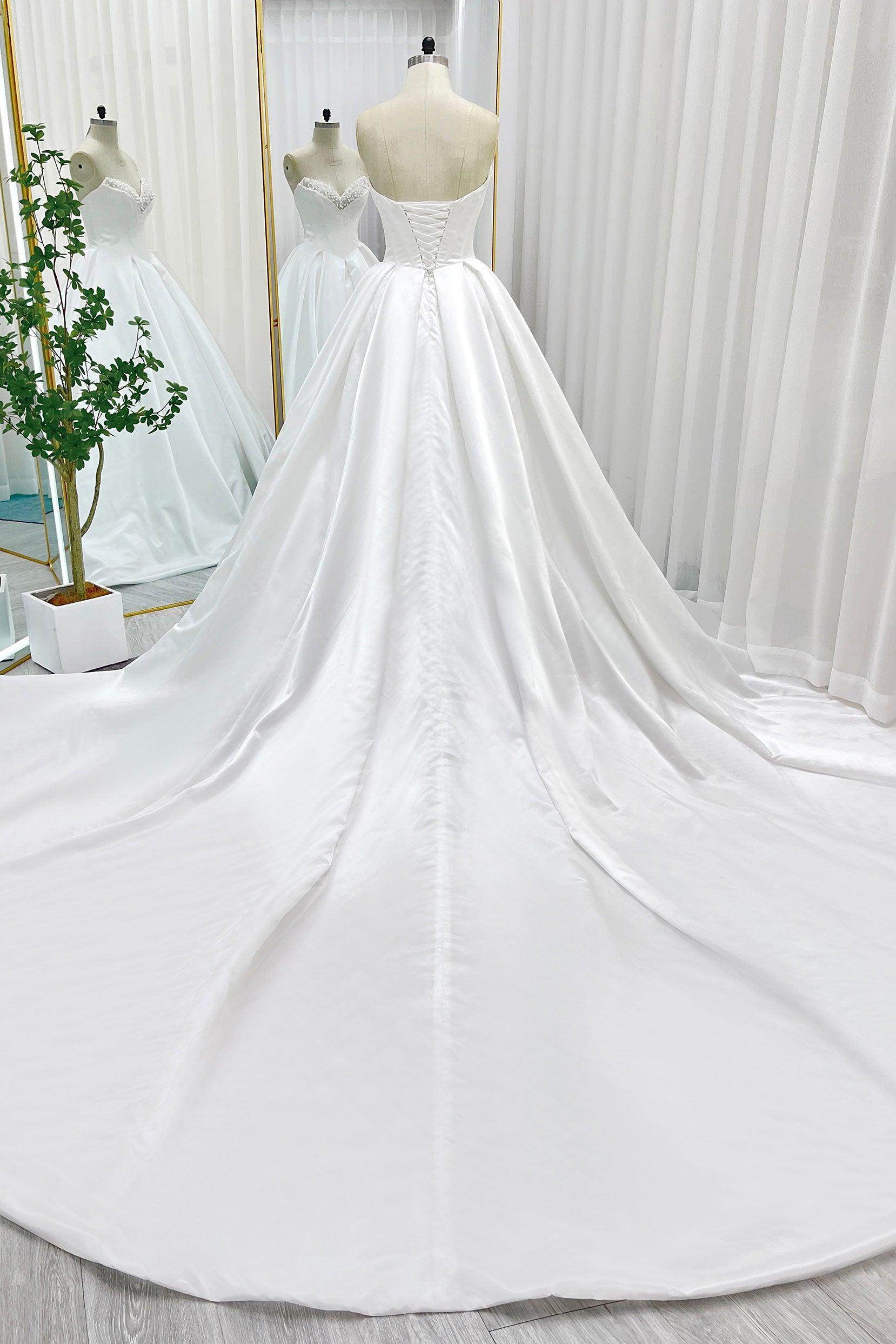 Elegant Ball Gown Chapel Train Satin Wedding Dress Wedding Dress