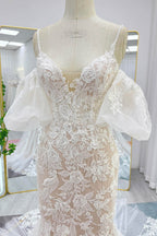 Elegant Trumpet Mermaid Chapel Train Lace Tulle Wedding Dress Wedding Dress