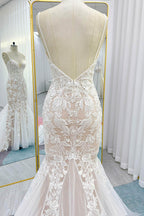 Elegant Trumpet Mermaid Chapel Train Lace Tulle Wedding Dress Wedding Dress