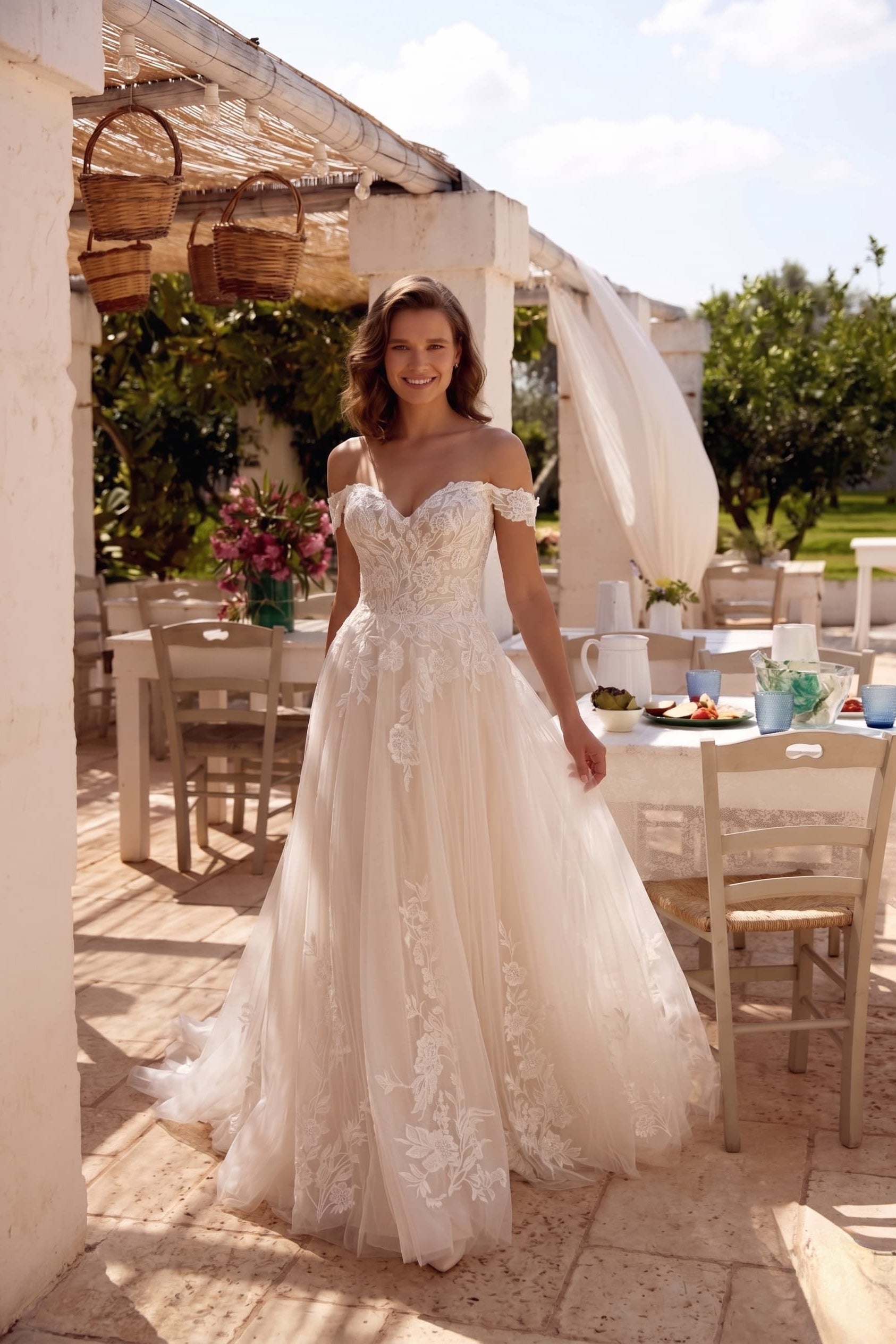 Elegant A Line Chapel Train Lace Tulle Wedding Dress Wedding Dress