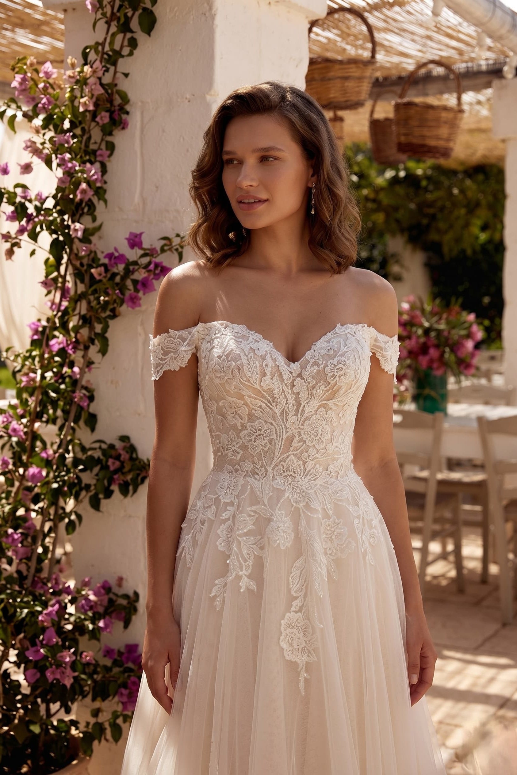 Elegant A Line Chapel Train Lace Tulle Wedding Dress Wedding Dress