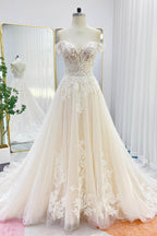 Elegant A Line Chapel Train Lace Tulle Wedding Dress Wedding Dress