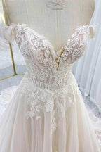 Elegant A Line Chapel Train Lace Tulle Wedding Dress Wedding Dress