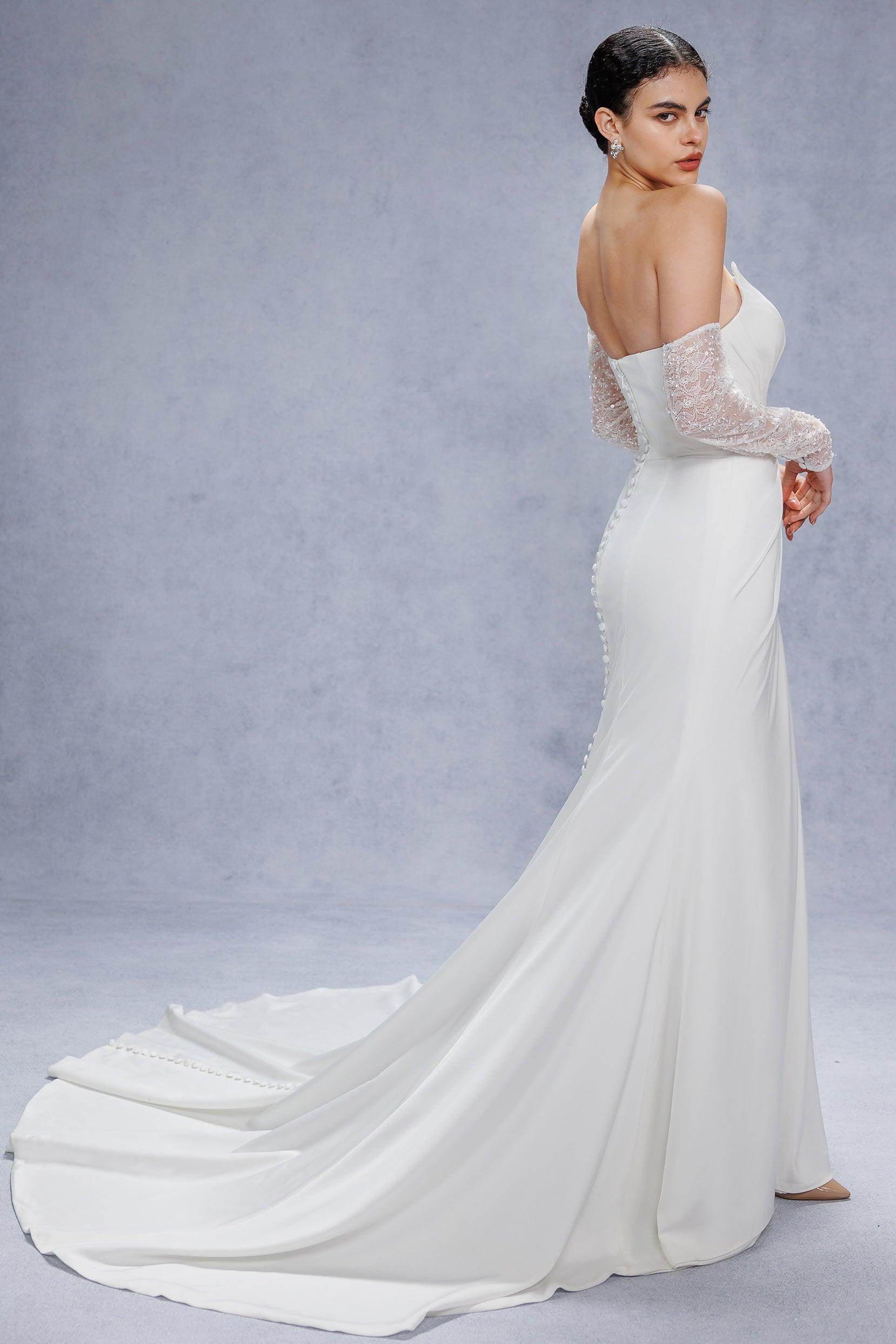 Elegant Trumpet Mermaid Court Train Satin Wedding Dress Wedding Dress