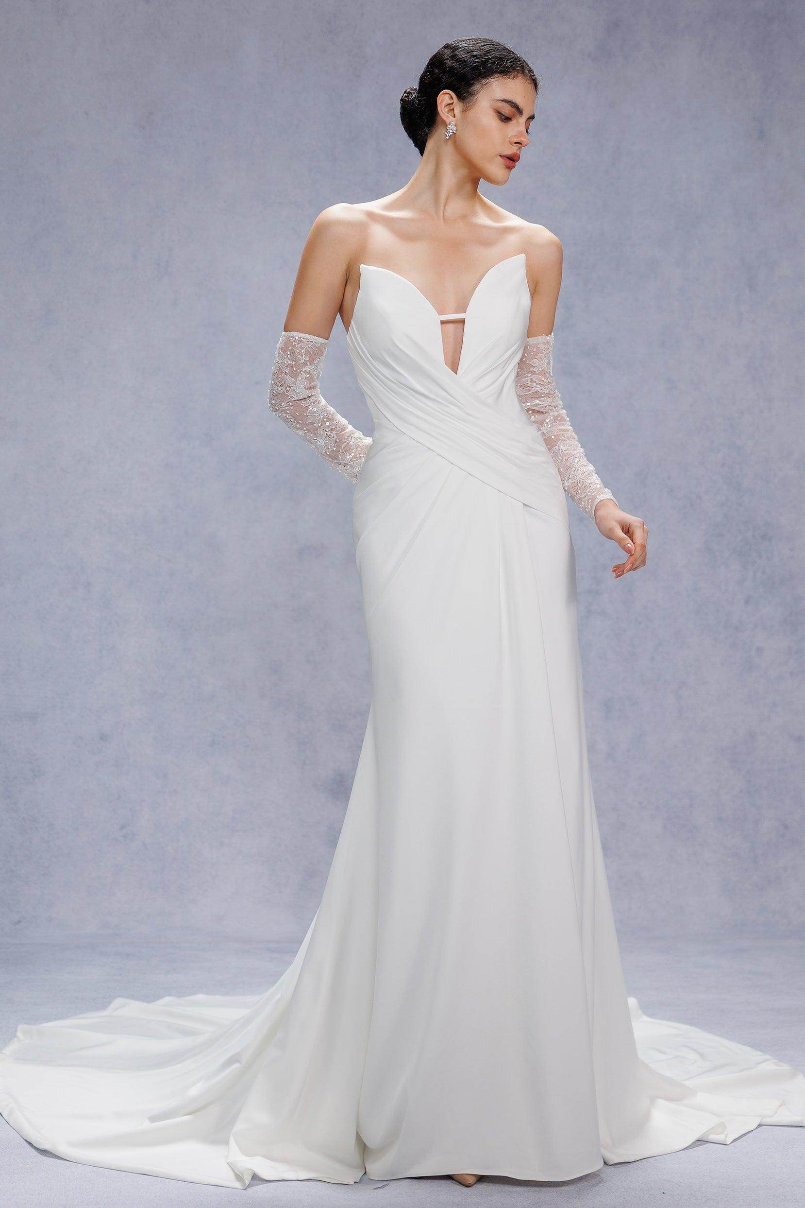 Elegant Trumpet Mermaid Court Train Satin Wedding Dress Wedding Dress
