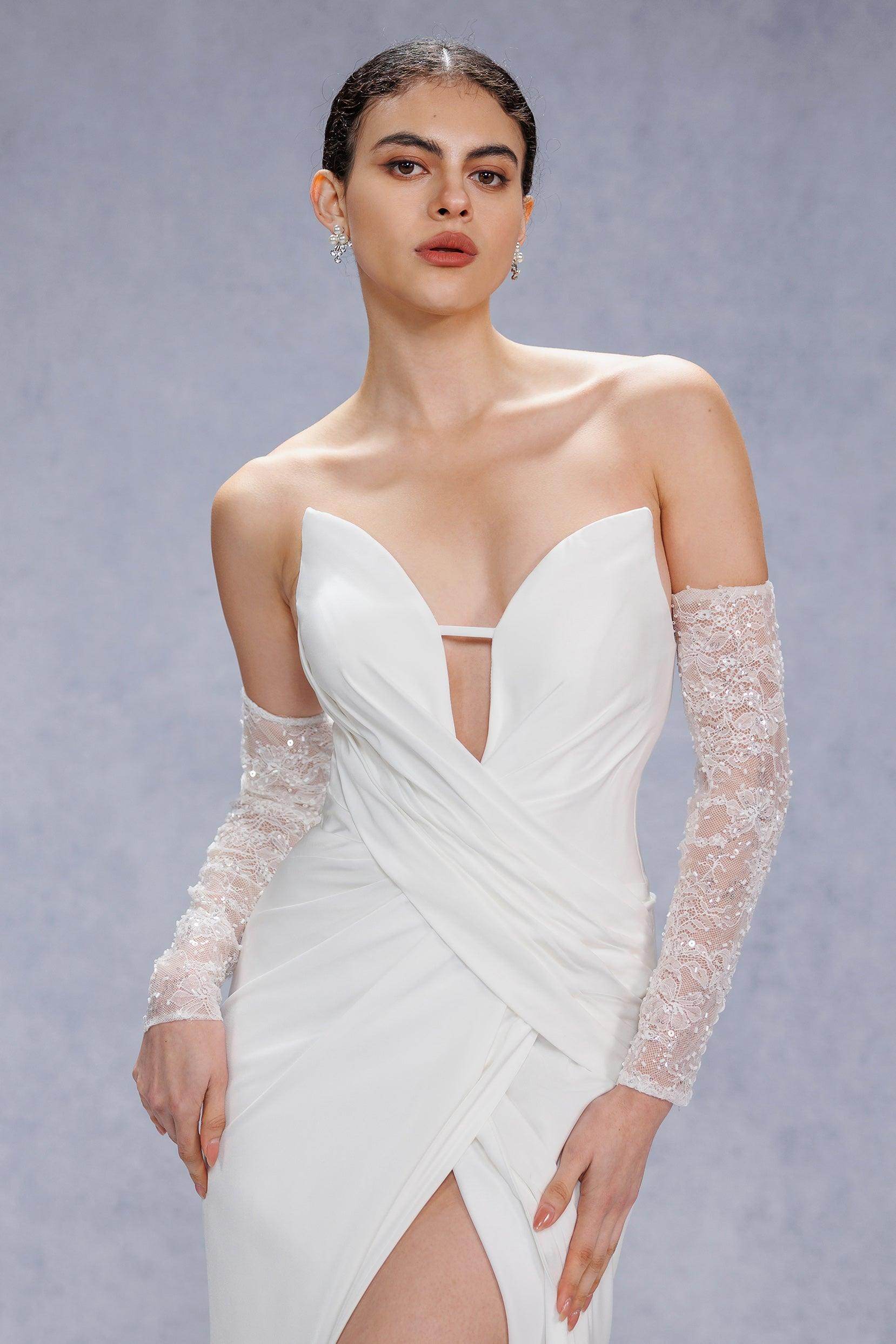Elegant Trumpet Mermaid Court Train Satin Wedding Dress Wedding Dress