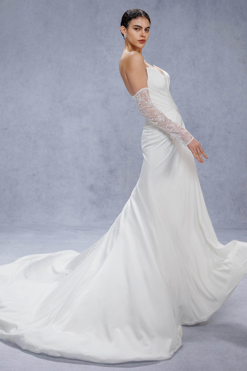 Elegant Trumpet Mermaid Court Train Satin Wedding Dress Wedding Dress