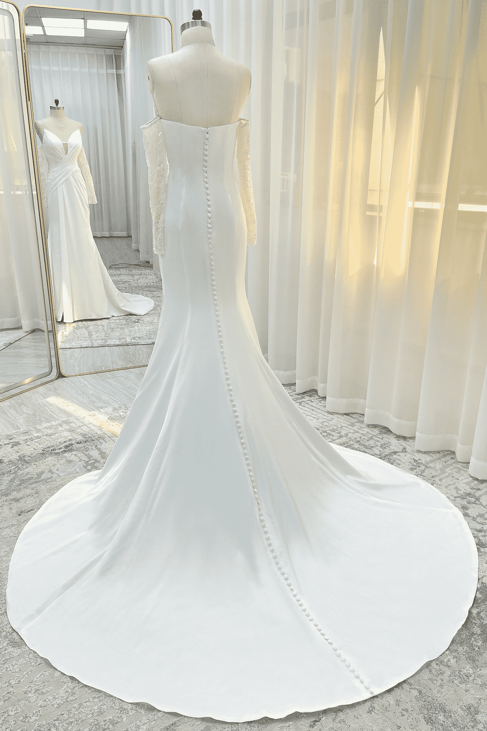 Elegant Trumpet Mermaid Court Train Satin Wedding Dress Wedding Dress