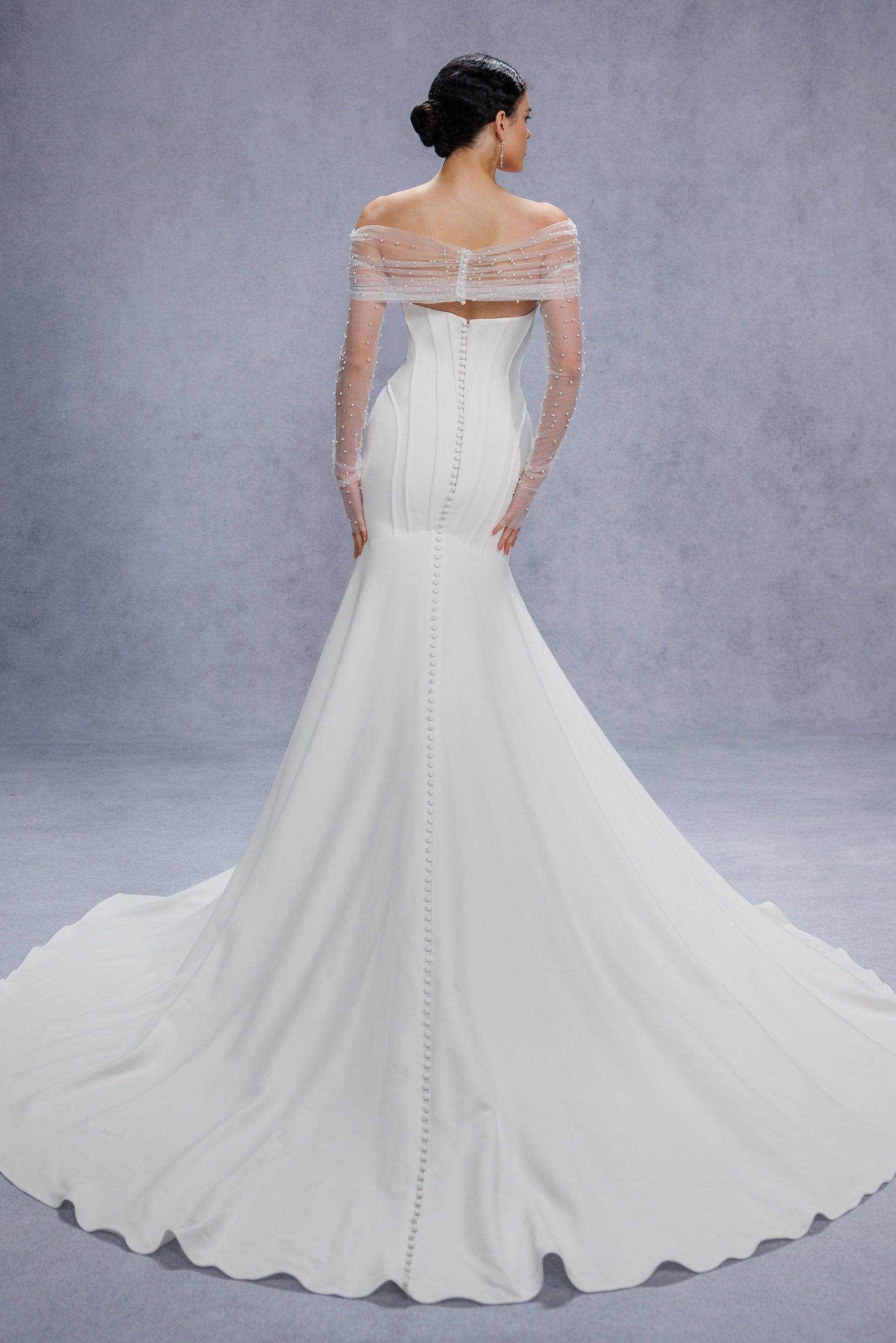 Elegant Trumpet Mermaid Court Train Stretch Satin Wedding Dress Wedding Dress