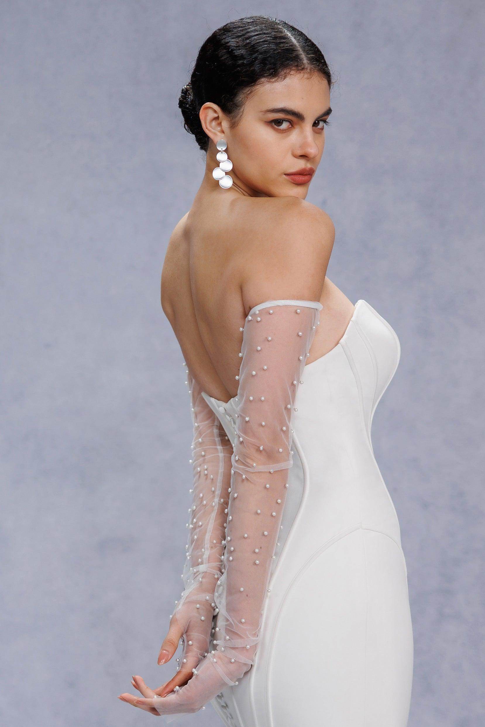 Elegant Trumpet Mermaid Court Train Stretch Satin Wedding Dress Wedding Dress