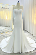 Elegant Trumpet Mermaid Court Train Stretch Satin Wedding Dress Wedding Dress