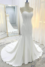 Elegant Trumpet Mermaid Court Train Stretch Satin Wedding Dress Wedding Dress