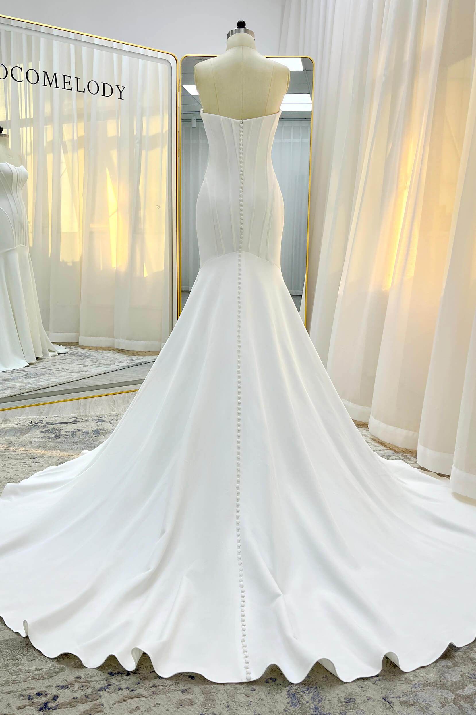Elegant Trumpet Mermaid Court Train Stretch Satin Wedding Dress Wedding Dress