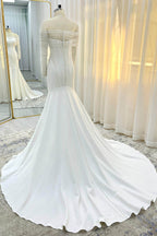 Elegant Trumpet Mermaid Court Train Stretch Satin Wedding Dress Wedding Dress