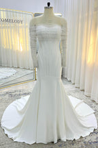 Elegant Trumpet Mermaid Court Train Stretch Satin Wedding Dress Wedding Dress
