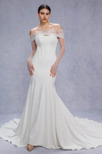 Elegant Trumpet Mermaid Court Train Stretch Satin Wedding Dress Wedding Dress