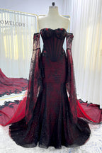 Elegant Trumpet Mermaid Chapel Train Sequined Lace Tulle Wedding Dress Wedding Dress