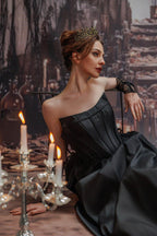 Elegant A Line Court Train Mikado Tulle Wedding Dress Wedding Dress