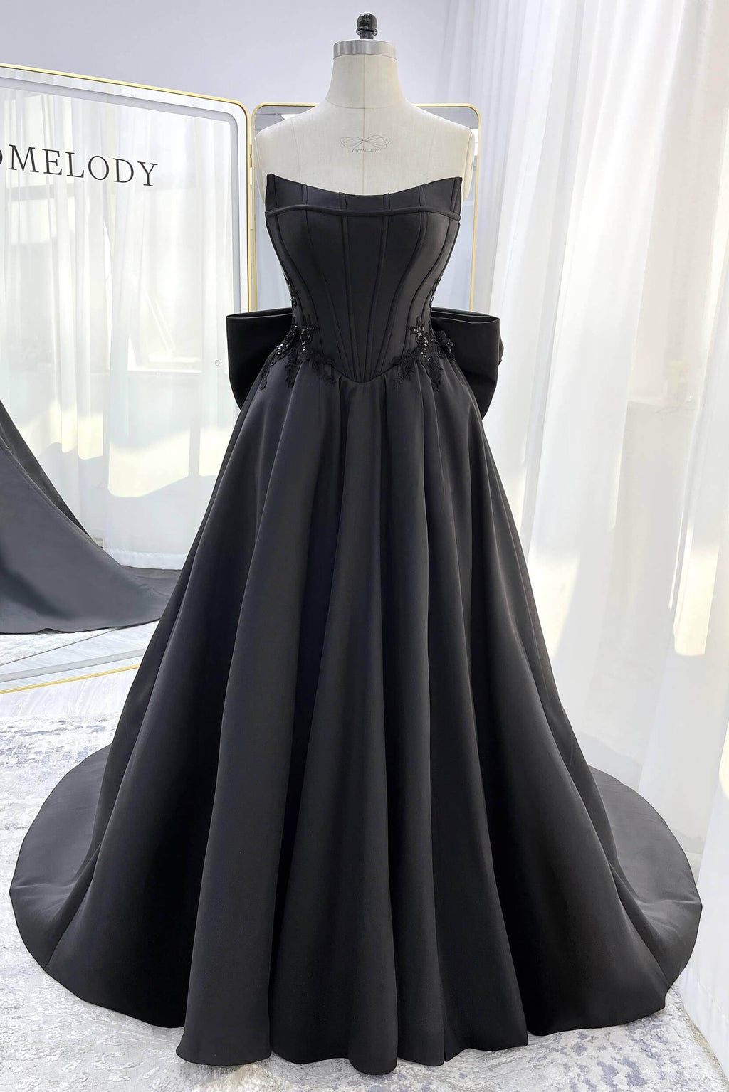 Elegant A Line Court Train Mikado Tulle Wedding Dress Wedding Dress