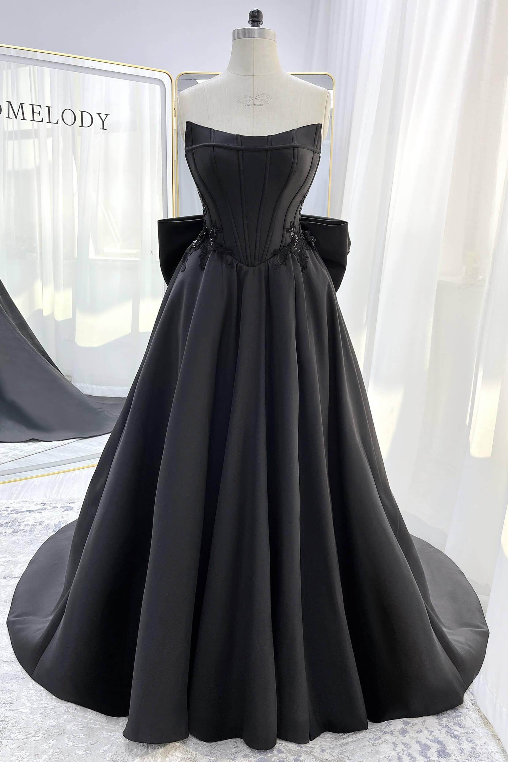 Elegant A Line Court Train Mikado Tulle Wedding Dress Wedding Dress